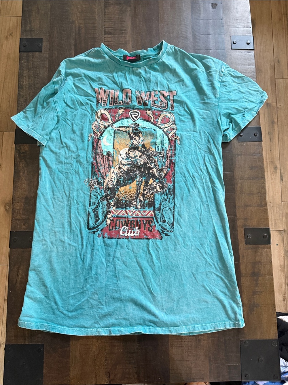 Rock & Roll Cowgirl Turquoise 'Wild West Cowboys Club' Graphic Tee